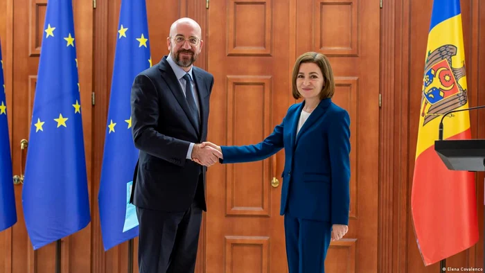 Președintele Consiliului European, Charles Michel, alături de președinta R. Moldova Maia Sandu