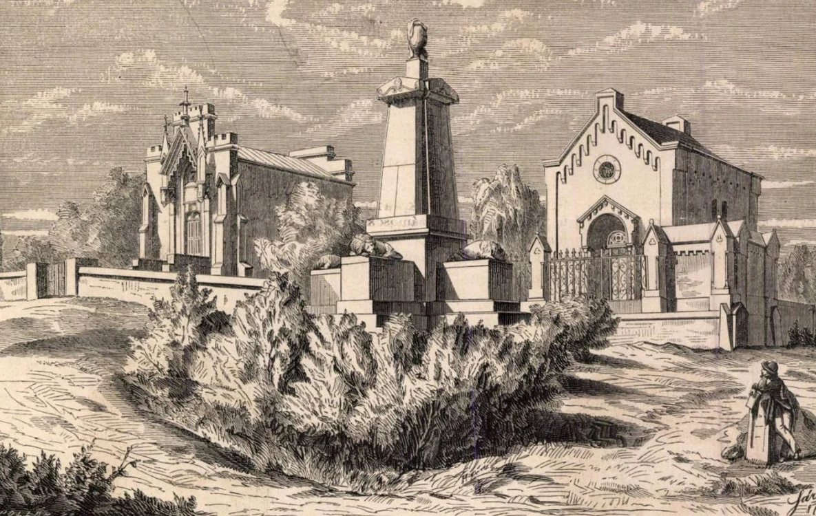 Mormântul lui Adam Kendeffy. Sursa: Ziarul Duminical. 1864