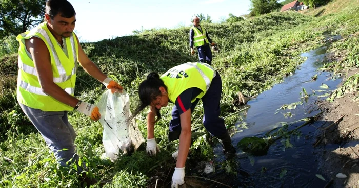 Acţiune de ecologizare pe malul râului Jiu FOTO Arhivă Adevărul