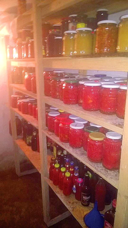 Beciul Ioanei este  plin cu borcane de zacuscă, compoturi,  roșii sau bulion