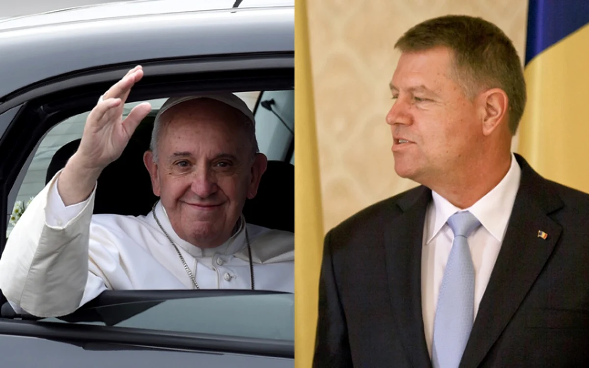 Papa Francisc şi Klaus Iohannis.  FOTO AP