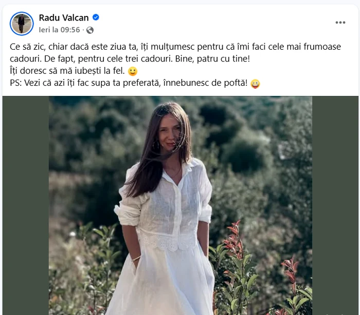 Postarea lui Radu Vâlcan - Foto: Facebook