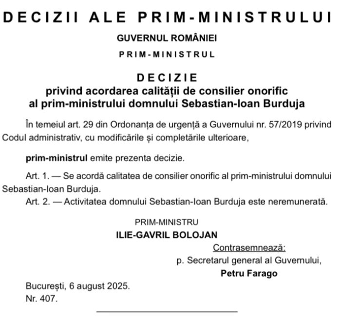 Ordinul de numire a fost publicat în Monitorul Oficial / Sursa: Monitorul Oficial al României