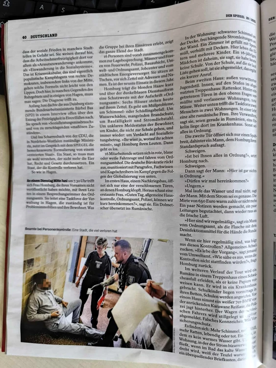 Pagina din Der Spiegel dedicată orașului Hagen. FOTO: Vlad Jecan