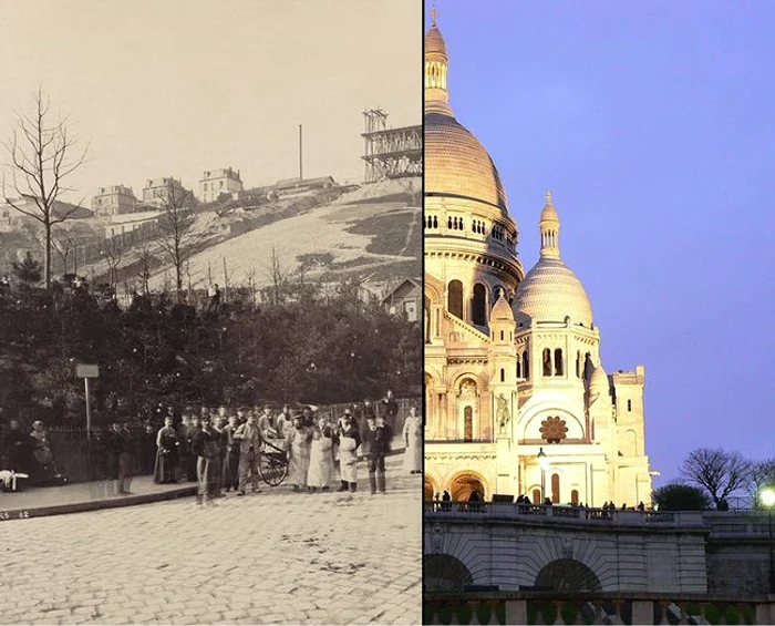 Basilica Sacré-Coeur din Paris: 1882 vs prezent