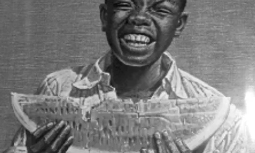 Un negru mînca o felie de pepene despre rasism în America de azi jpeg