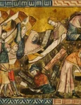 Victime ale epidemiei de ciumă îngropate în Franța secolului al XIV-lea. Miniatură de Pierart dou Tielt (© Wikimedia Commons)