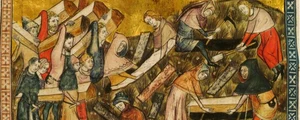 Victime ale epidemiei de ciumă îngropate în Franța secolului al XIV-lea. Miniatură de Pierart dou Tielt (© Wikimedia Commons)