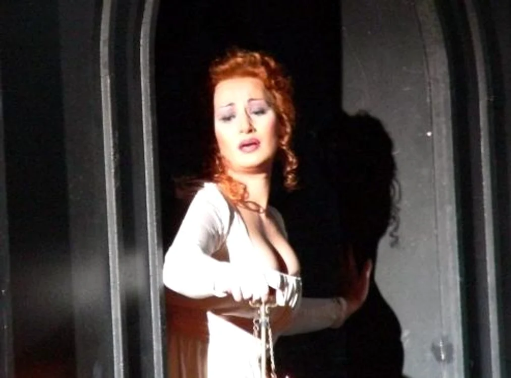
    Roxana Briban, în rolul Donna Elvira din opera "Don Giovanni", la Opera de Stat din Viena (2006). (sursa foto: roxanabriban.com)  