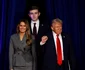 Melania Trump, Barron Trump, Donald Trump în noaptea victoriei. FOTO: Getty Images
