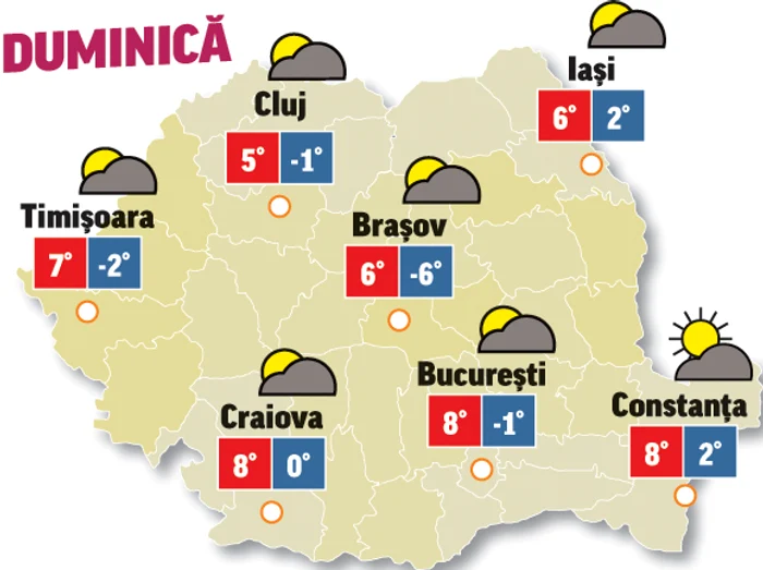 Prognoza meteo 13 decembrie anunță temperaturi în creștere, dar cer acoperit în nord
