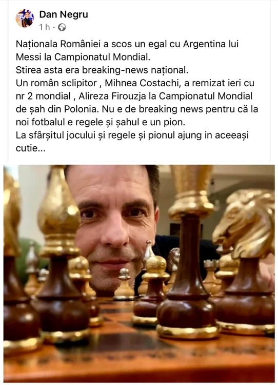 Aceasta este postarea pe care Dan Negru a șters-o la scurt timp după publicare
