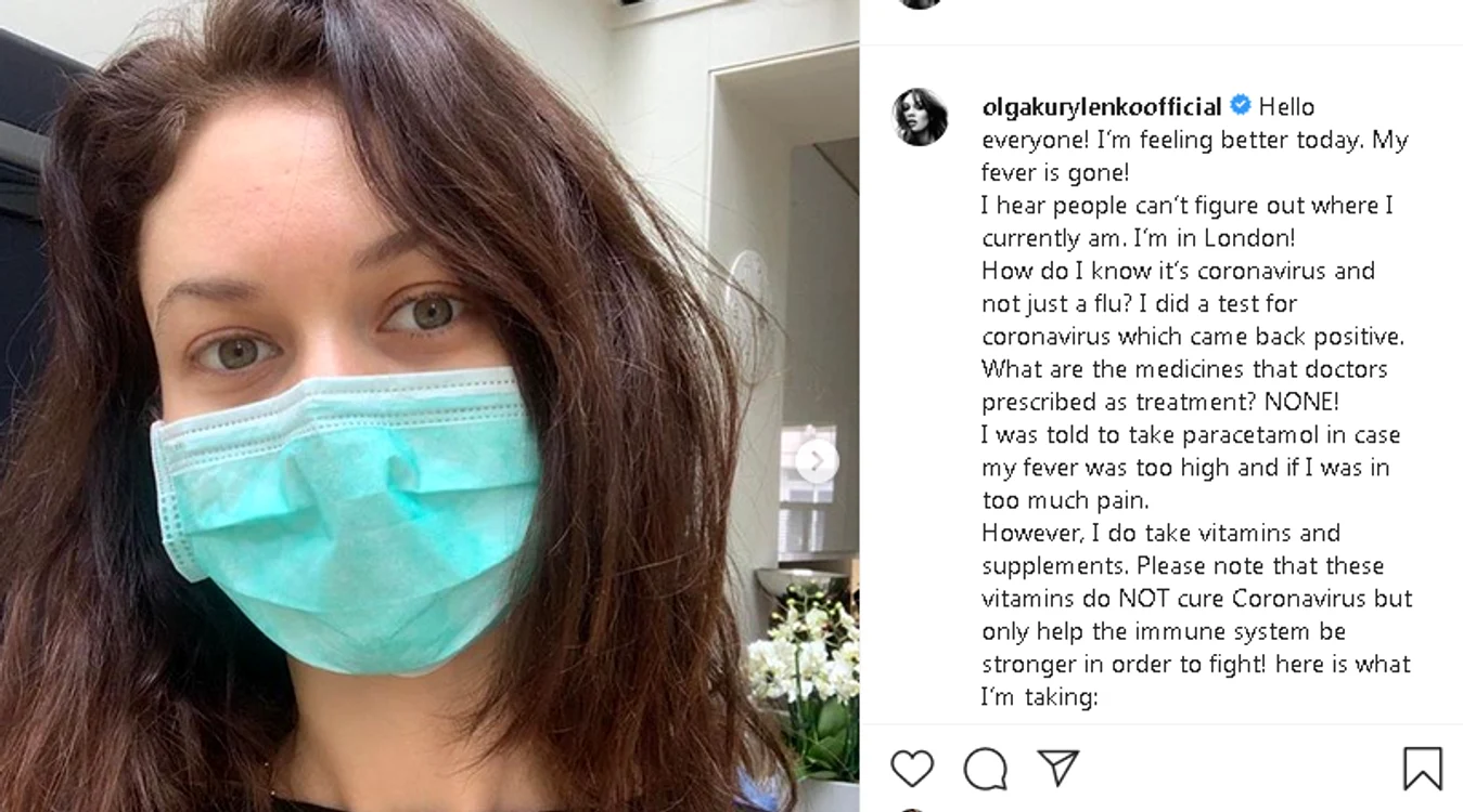 Olga Kurylenko și postarea ei de pe Instagram