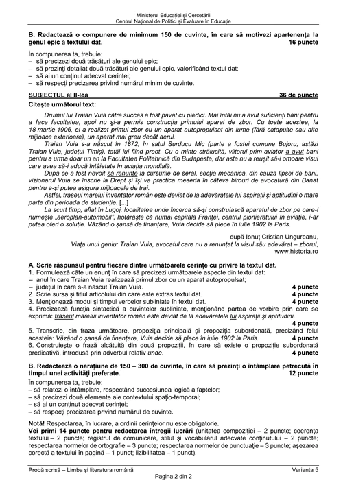 evaluarea nationala 2020 limba si literatura romana 2 jpg jpeg