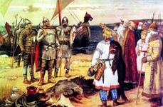 Varegii (stânga), conduși de Rurik, cuceresc pentru prima dată pământul rusesc, în nord, la graniță cu Finlanda. De aici aveau să ia naștere marea dinastie Rurik și Rusia Kieveană (© Getty Images)