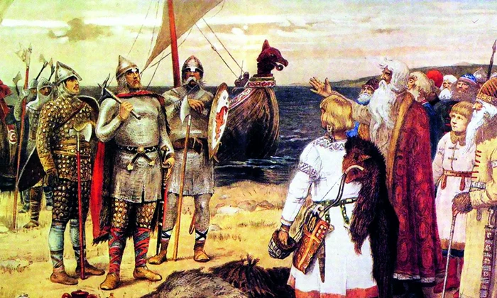 Varegii (stânga), conduși de Rurik, cuceresc pentru prima dată pământul rusesc, în nord, la graniță cu Finlanda. De aici aveau să ia naștere marea dinastie Rurik și Rusia Kieveană (© Getty Images)