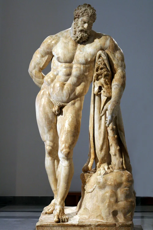 Glykon din Atena,  Hercule Farnese,  sec. III d.Hr. (copie după un original de Lysip,  sec. IV î.Hr.),  Museo Archeologico Nazionale,  Napoli