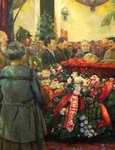 Iosif Stalin, la funeraliile lui Vladimir Lenin, pictură de Isaak Brodsky (© Wikimedia Commons)