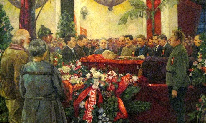 Iosif Stalin, la funeraliile lui Vladimir Lenin, pictură de Isaak Brodsky (© Wikimedia Commons)
