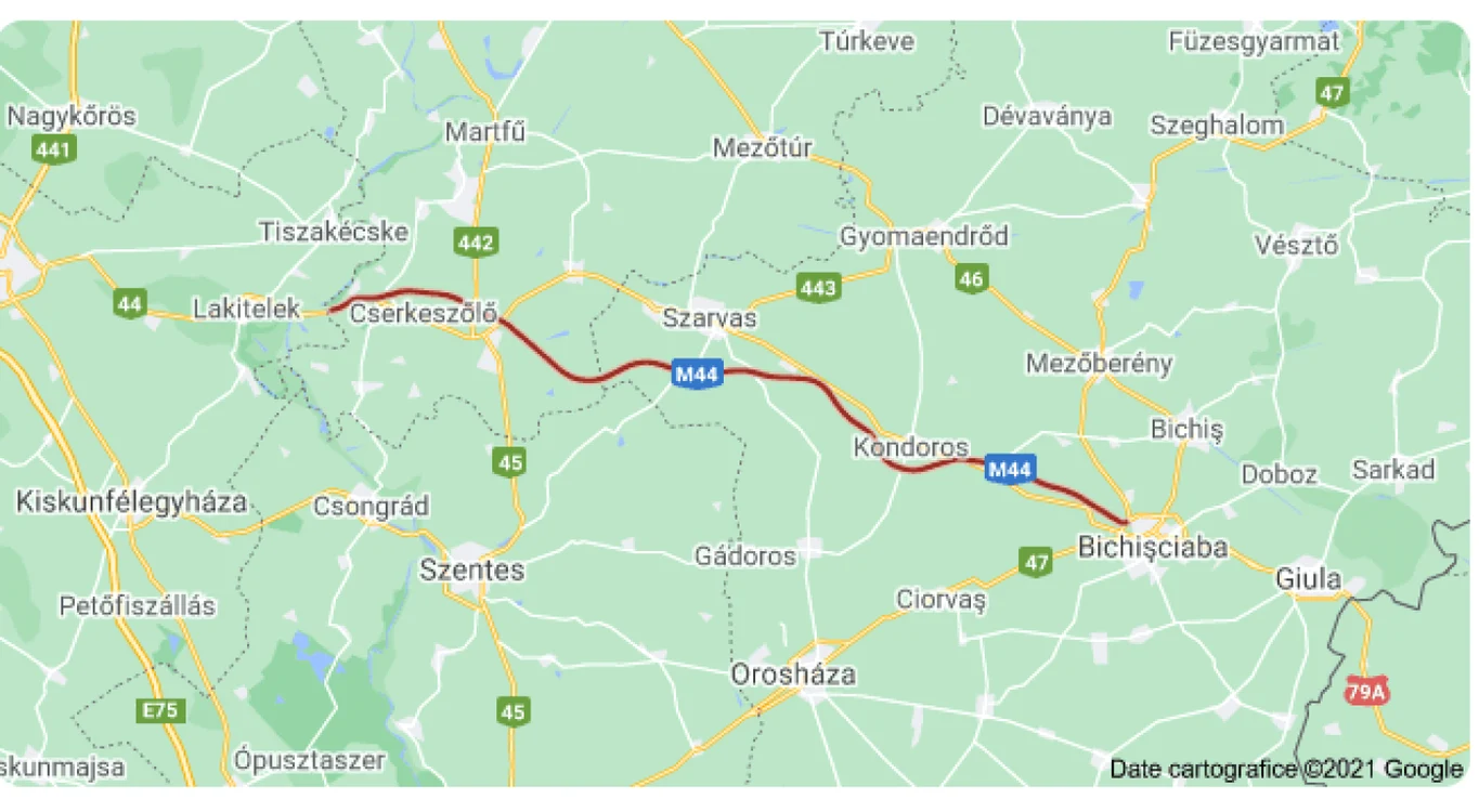 Intenţia Guvernului Ungariei este ca „drumul expres M44 să nu se oprească la Békéscsaba, ci să continue spre România”.