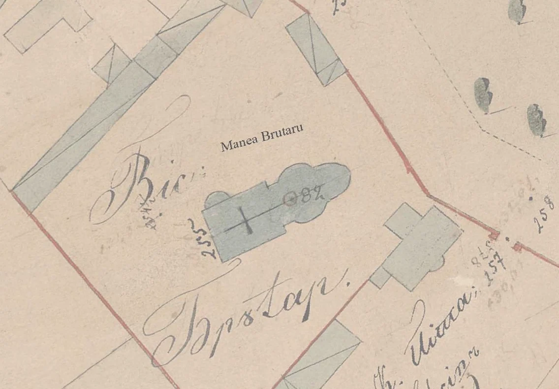 Biserica Manea Brutaru cu turnul clopotniță pe planul Borroczyn din 1846 (foto: Muzeul Municipiului București)
