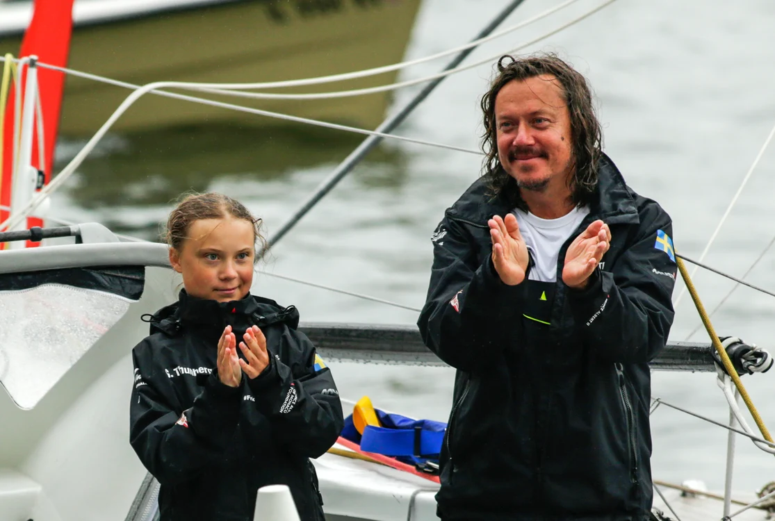 Greta Thunberg, alături de tatăl ei