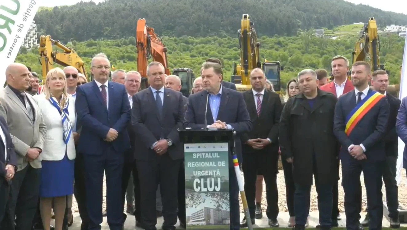 Inaugurarea lucrărilor la Spitalul Regional Cluj. FOTO: Captura video