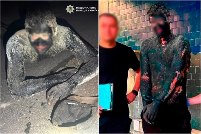 Un hoț din Kiev s-a acoperit cu smoală și a spart un magazin. Foto: Ukrainskaia Pravda