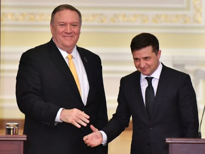 Seful diplomatiei americane Mike Pompeo s-a intalnit cu presedintele ucrainean Volodimir Zelenski FOTO AFP