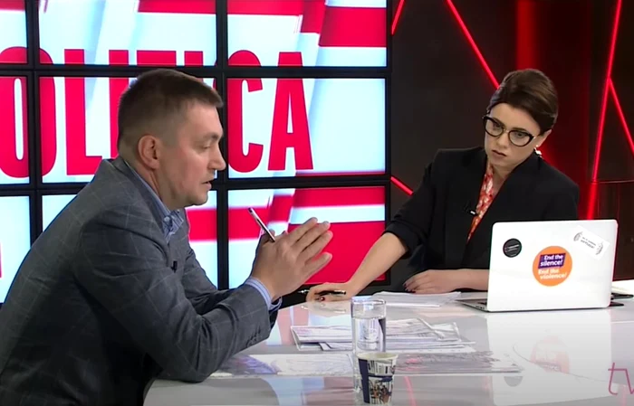 Natalia Morari, în timpul unui interviu cu Veaceslav Platon.