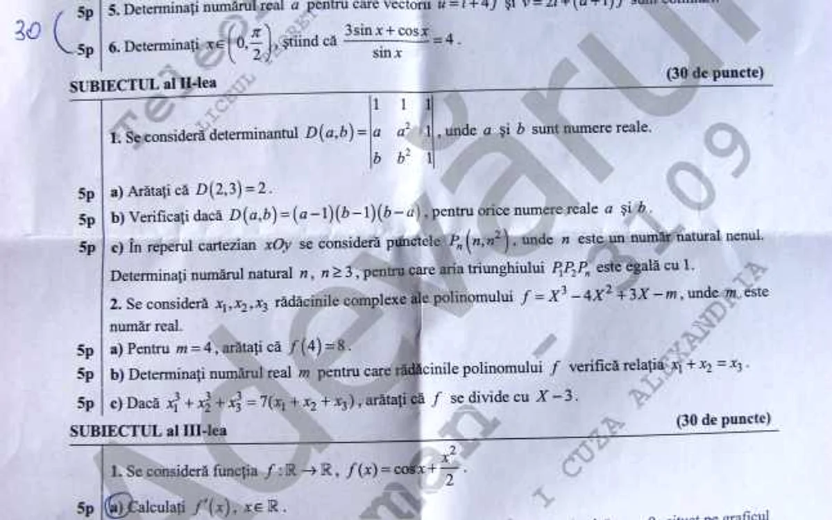 bacalaureat matematica