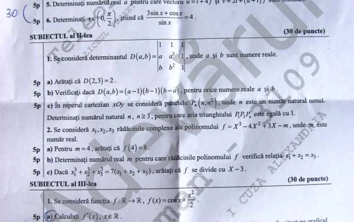 bacalaureat matematica