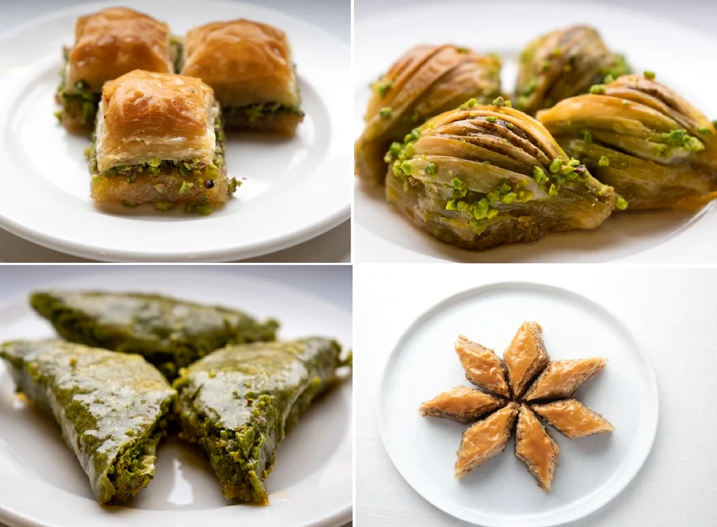 imagini cu diferite variațiuni de baclava renumitul desert turcesc