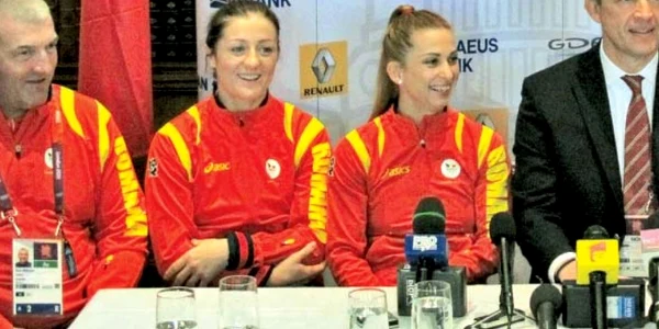 Florin Berceanu (antrenor judo), Corina Căprioriu, Alina Dumitru, Octavian Morariu (preşedinte COSR) au apărut ieri în faţa presei