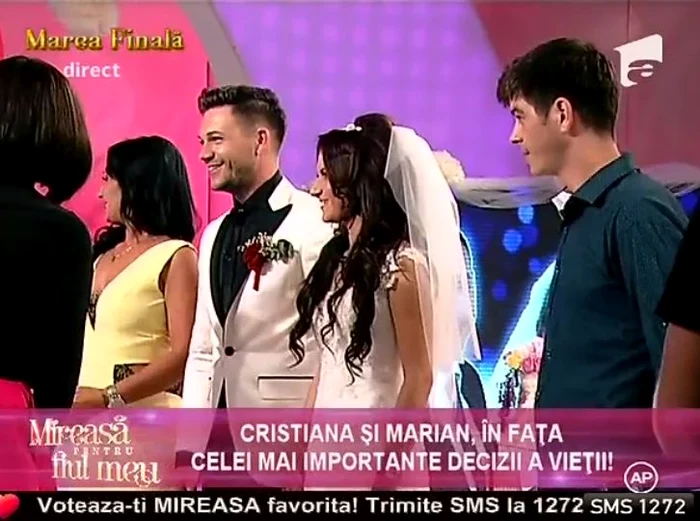 Finala "Mireasă pentru fiul meu". Marian şi Cristiana au savurat din plin momentul cununiei