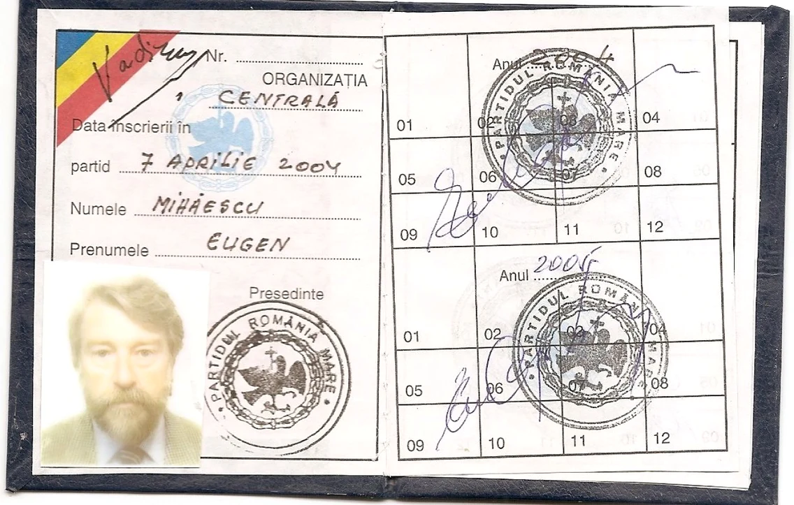 Carnetul de membru PRM al lui Eugen Mihăescu FOTO arhivă personală
