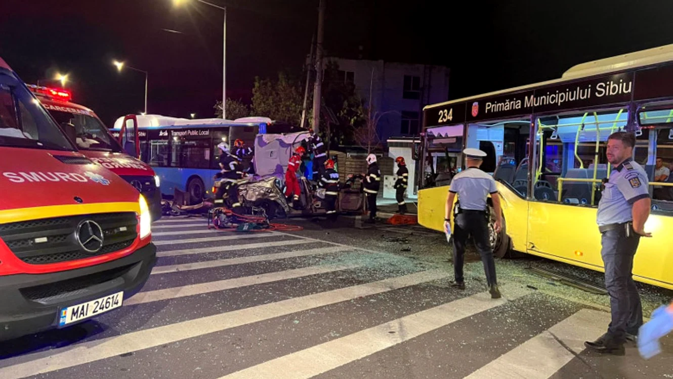 Accident grav în Sibiu FOTO ISU Sibiu