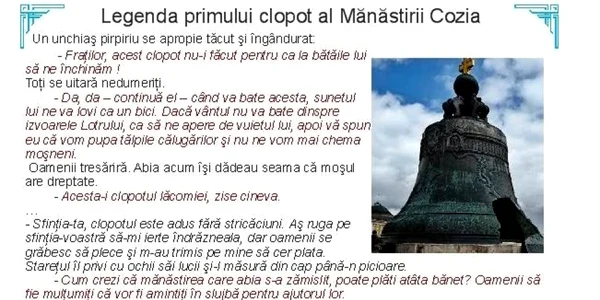 Legenda primului clopot al Mănăstirii Cozia - Vâlcea Foto FB Biblioteci Vâlcene