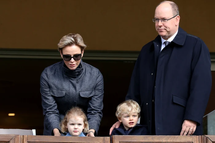 Le prince Albert II de Monaco, la princesse Charlene de Monaco et leurs enfants le prince Jacques et la princesse Gabriella assistent au tournoi de rugby de la Sainte Dévote au stade Louis II de Monaco jpeg
