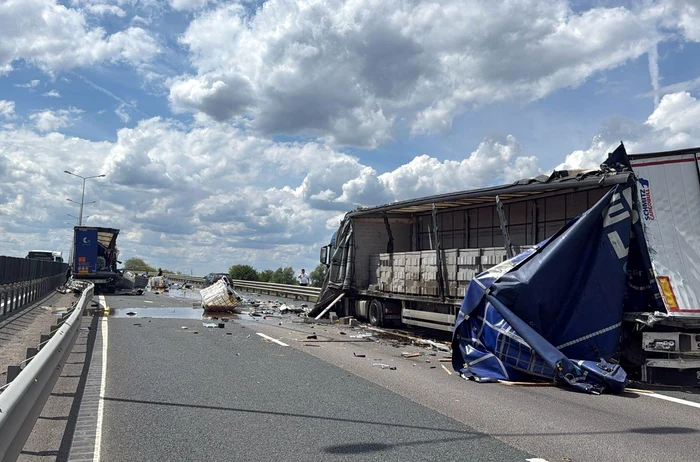 Accidentul a avut loc pe A1 FOTO: DRDP Timiș