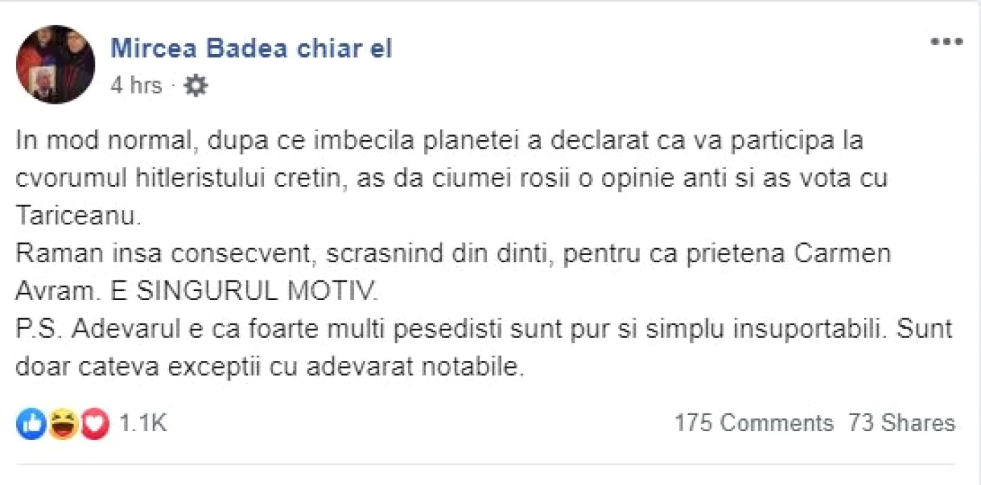 reactie alegeri mircea badea foto facebook badea