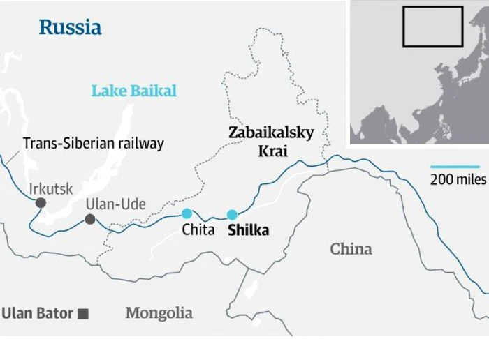 Hartă: Granița Rusiei cu Mongolia Foto: The Guardian