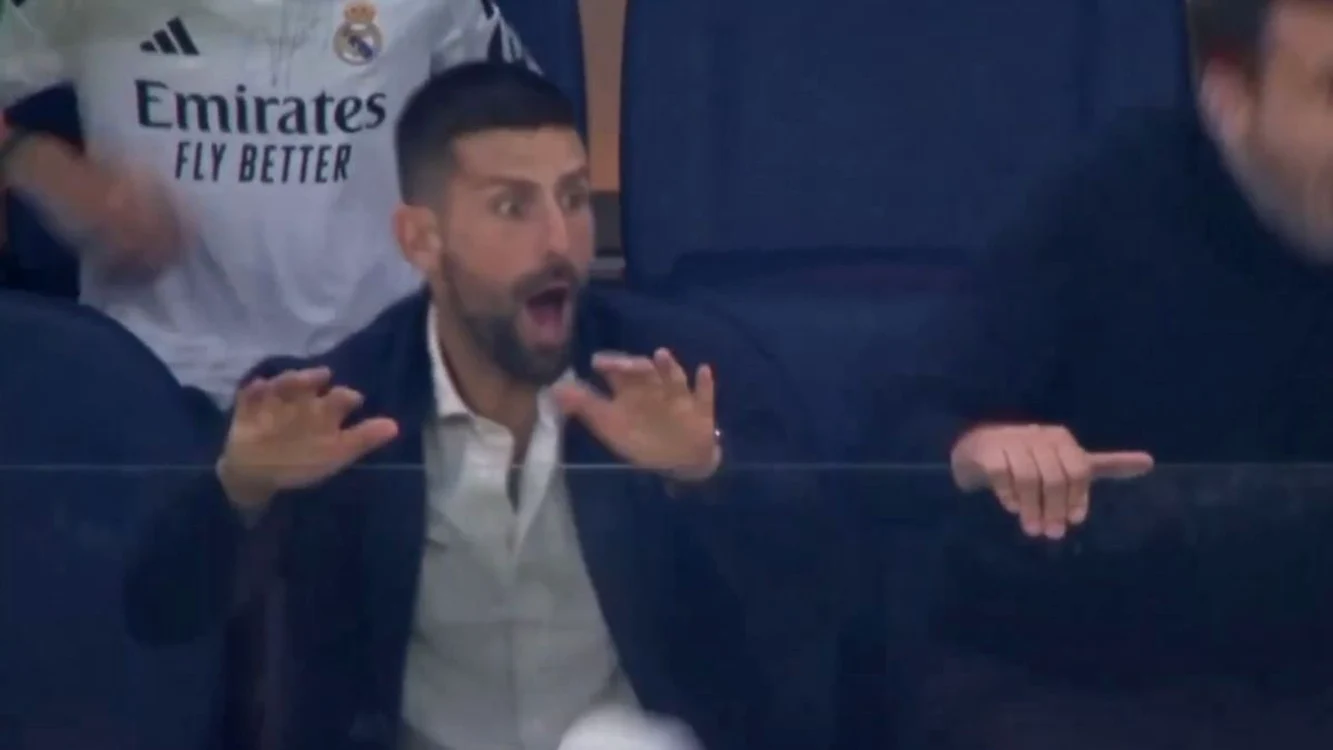 Novak Djokovici, extaziat de golul victoriei lui Real Madrid. Foto Getty images