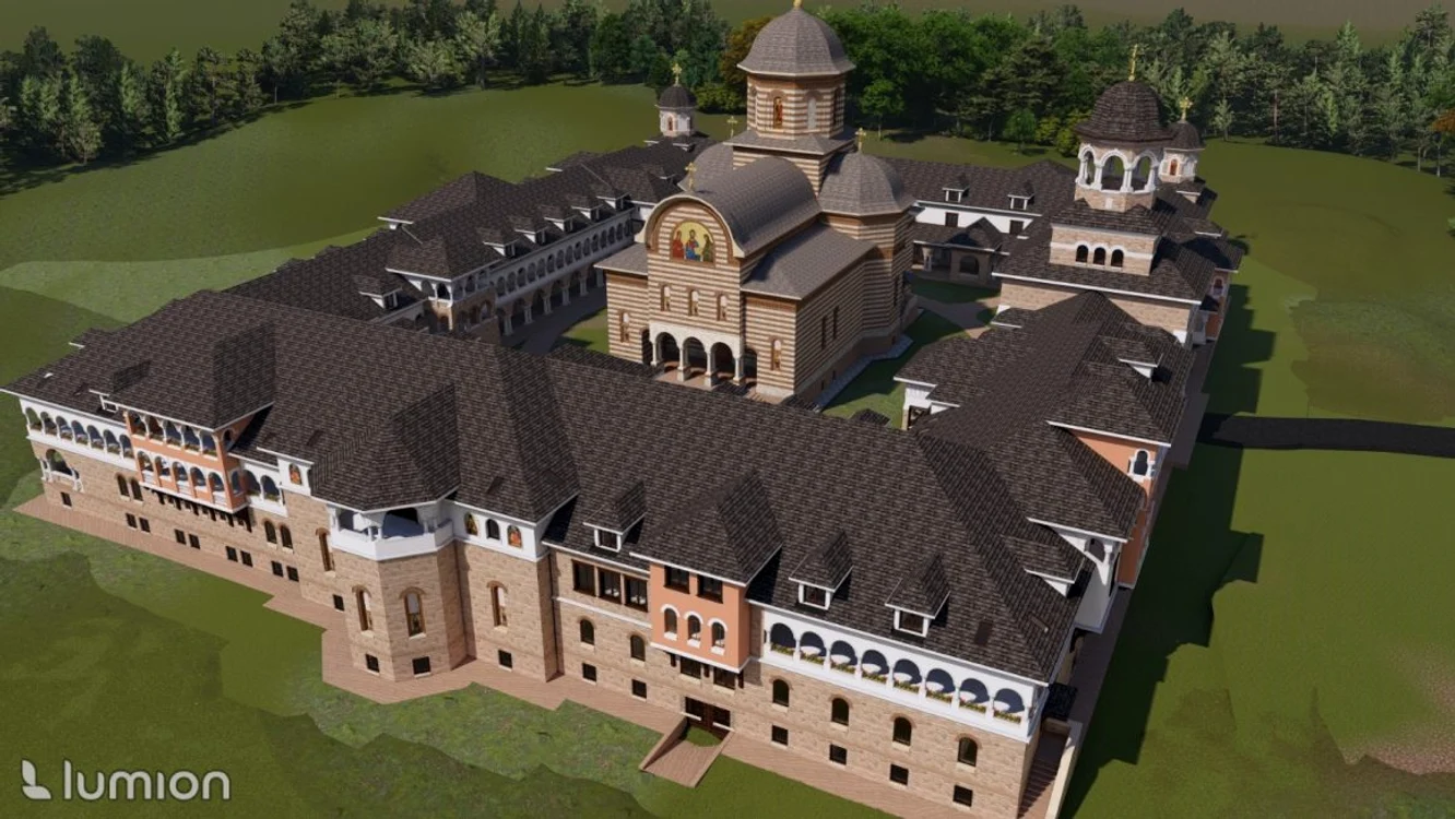Mănăstirea se construiește în stil brâncovenesc Foto: Arhiepiscopia Argeșului și Muscelului