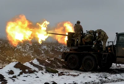 Artileria ucraineană lângă Bahmut FOTO EPA-EFE 
