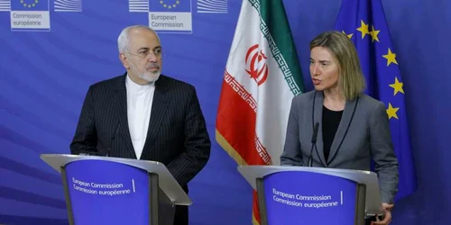 Ministrul iranian de Externe Mohammad Javad Zarif si sefa diplomatiei UE Federica Mogherini FOTO EPA