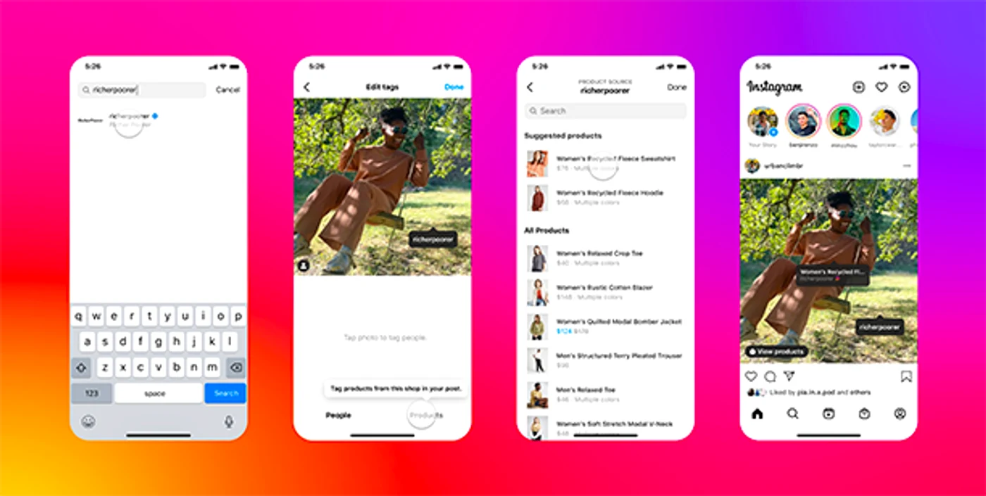 Funcția de etichetare a produselor pe Instagram