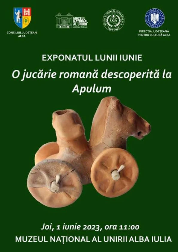 O jucărie romană descoperită la Apulum, expusă la Muzeul Național al Unirii Alba Iulia