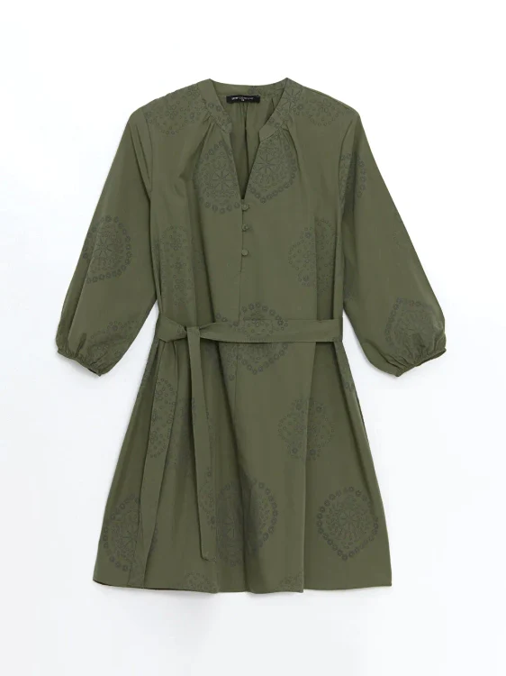 Rochie verde cu mâneci trei sferturi