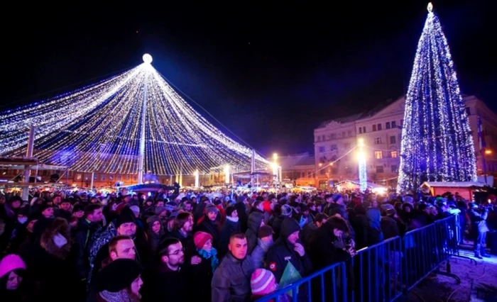 Târgul de Crăciun în centrul Clujului. FOTO: PCN